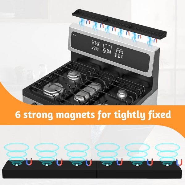 30 Inch Silicone Stove Top Shelf Magnetic for Kitchen Gadgets, Soft Flexible Strong Magnetic Heat Resistant Spice Rack Kitchen Organizer for Over Stove - Image 3