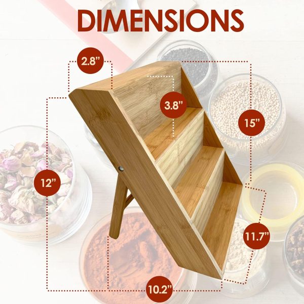 Bamboo Spice Rack and Organizer, 3-tier Seasoning Spice Jar Organizer, Excellent Tiered Wooden Spice Racks Free Standing for Cabinet Drawers and Countertop [Spice Jars Not Included] - Image 2